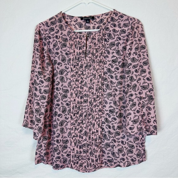 Roz and Ali Pink Patterned Blouse with Mid Length Sleeves - Picture 1 of 8